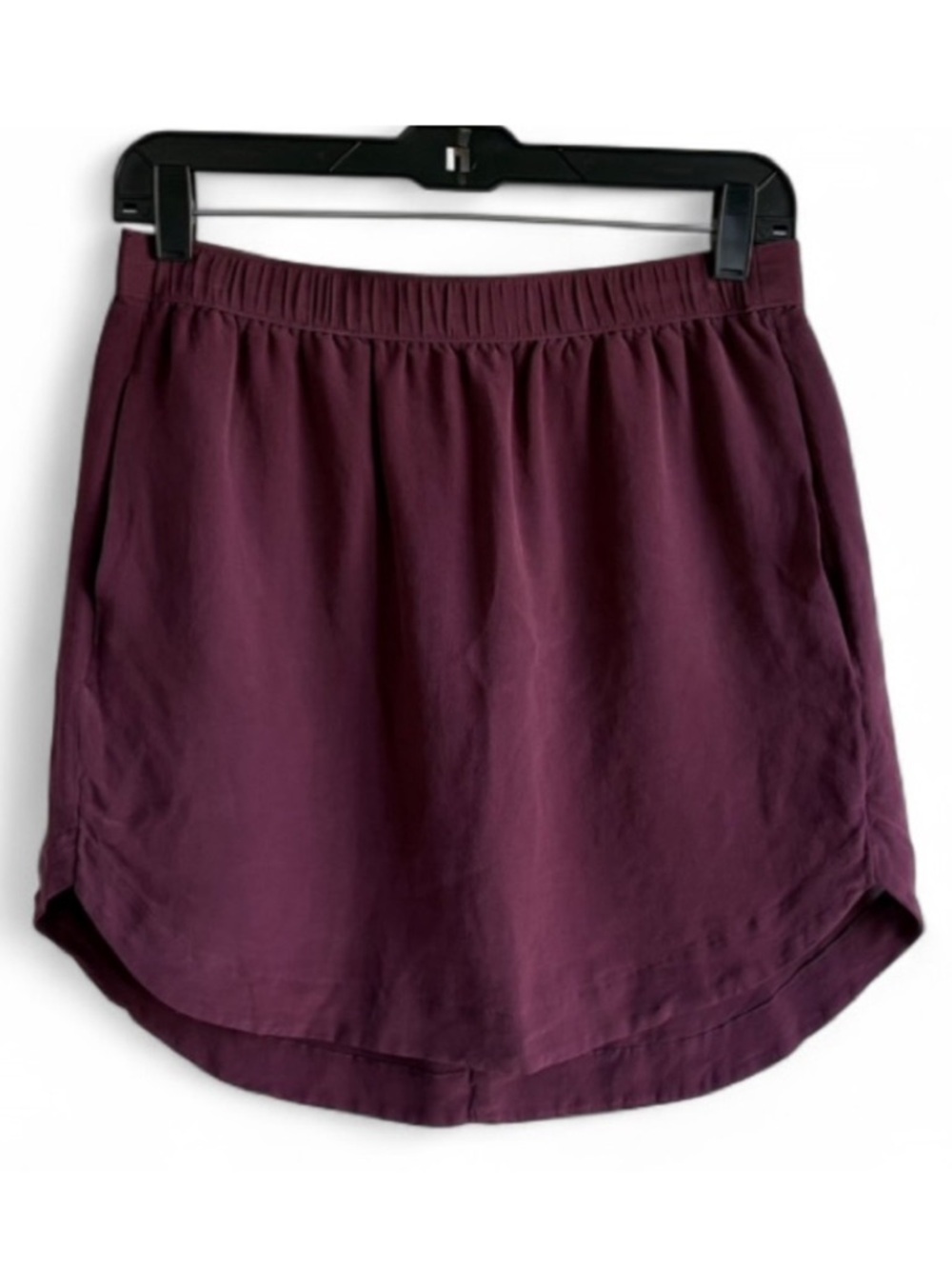Madewell Burgundy 100% Silk Mini Skirt with Pockets Size M